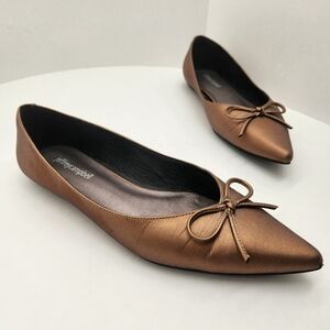 Jeffrey Campbell flats 9.5 bronze Lavinia pointed toe bow ballet metallic formal